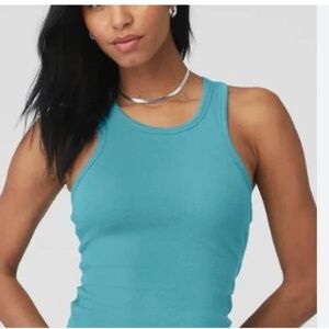 ALO Yoga Aspire Ribbed Built in Bra Logo Tank Top